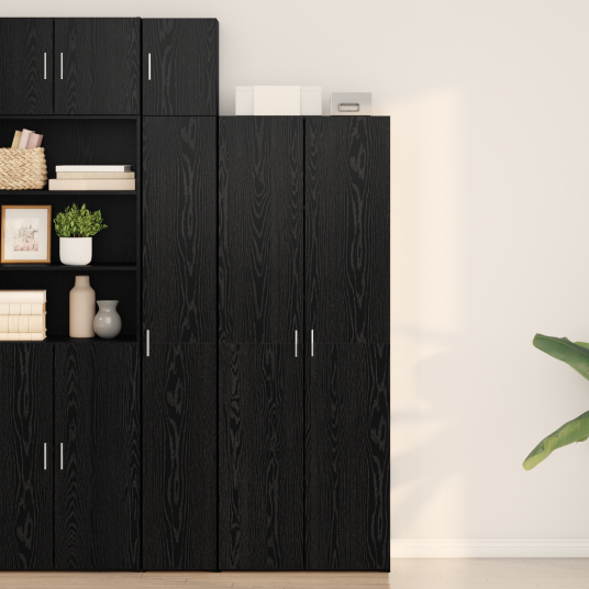  Høyskap Svart Eik 70x42.5x185 cm Konstruert Tre