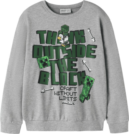 Name It Nkmjacks Minecraft sweatshirt Grey Melange (146/152) 146/152
