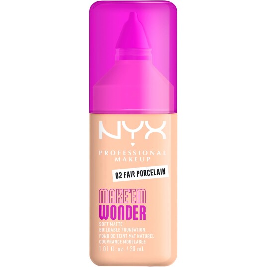 NYX Make Em Wonder Foundation 02 Fair Porcelain - Matt, Påbyggbar, Vektløs NYX Make Em Wonder Foundation 02 Fair Porcelain - Matt, Påbyggbar, Vektløs