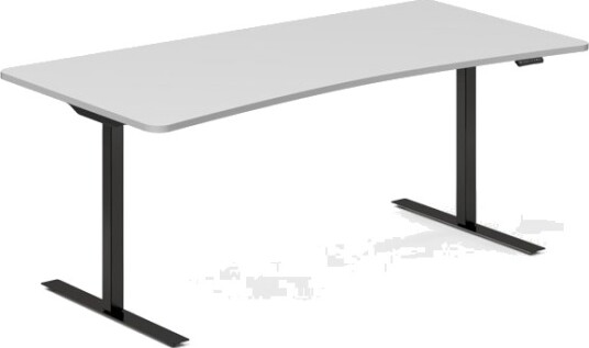 Hæve Sænkebord Dna Lysgrå 1800X800mm Bue 2 Ben/Sort