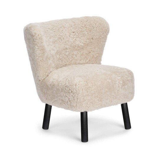Natures Collection Emily Lounge Chair Korthåret Beige Svart bøk