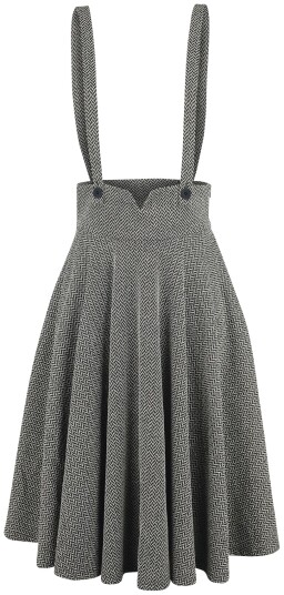 Voodoo Vixen Rockabilly Middellangt skjørt Toyin Overall Herringbone Flared Skirt M til 3XL Damer grå