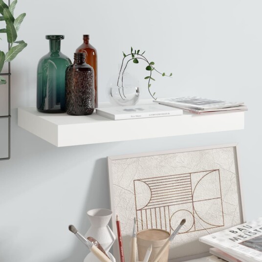 vidaXL Flytende vegghylle h?yglans hvit 40x23x3,8 cm MDF vidaXL Flytende vegghylle h?yglans hvit 40x23x3,8 cm MDF