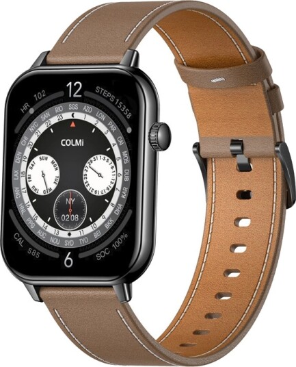Colmi C28 Smartwatch with Black and Brown Leather Strap Colmi C28 Smartwatch with Black and Brown Leather Strap