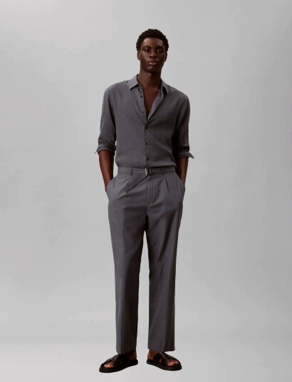 Calvin Klein Straight Lyocell Belted Pltd Tro Grey 30