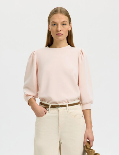 Selected Slftenny 3/4 Sweat Top Noos   Pink   XXL