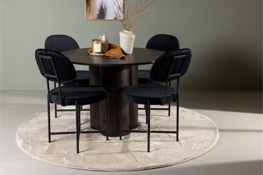 Venture Home Olivia Matgruppe 110 cm Rund med 4 Stella Stoler Sort