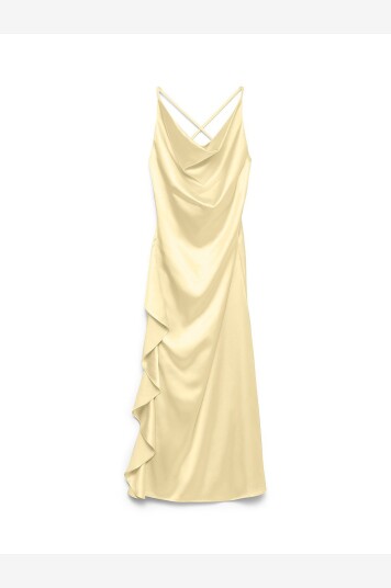 Vero Moda Maxikjole vmMillie SL Crossback Gul Vero Moda Maxikjole vmMillie SL Crossback Gul