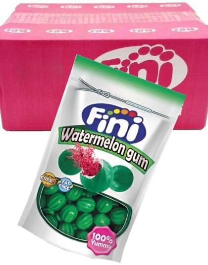 16 stk Fini Fruit Salad Gum   Vannmelonformet Tyggegummi   Hel Eske 2,64 kg