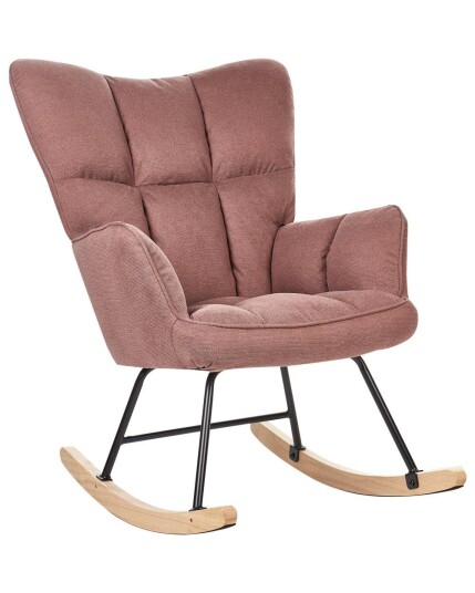 Gyngestol Rosa Stoff Tre Moderne design Soverom Stue Lenestol Innredning Gyngestol Rosa Stoff Tre Moderne design Soverom Stue Lenestol Innredning