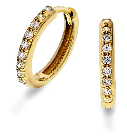 Pan Jewelry Øreringer i 585 gult gull med zirkonia