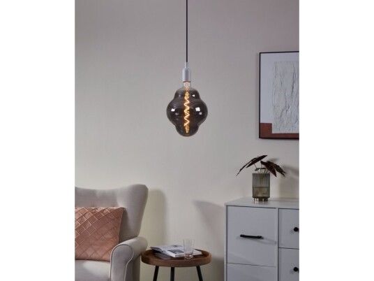 Eglo E27 Led Cl200 Røgfarvet Dekorationspære Med Spiral Og Varmt Hvidt Lys Eglo E27 Led Cl200 Røgfarvet Dekorationspære Med Spiral Og Varmt Hvidt Lys