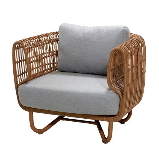 Cane line Nest Lounge Chair utendørs inkl. hvitt Natté putesett