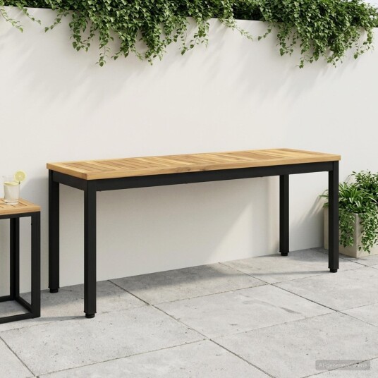 vidaXL Hagebenk 108,5 x 35 x 45 cm Solid akasietre Hvit og svart