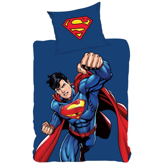 Licens Sengetøy 140x200 cm Superman 2 i 1 design 100% bomull Licens Sengetøy 140x200 cm Superman 2 i 1 design 100% bomull