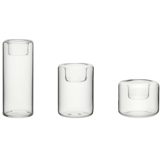 Kosta Boda Happy Lysestake Set med 3 Klare Lyslykter i Glass Kosta Boda Happy Lysestake Set med 3 Klare Lyslykter i Glass