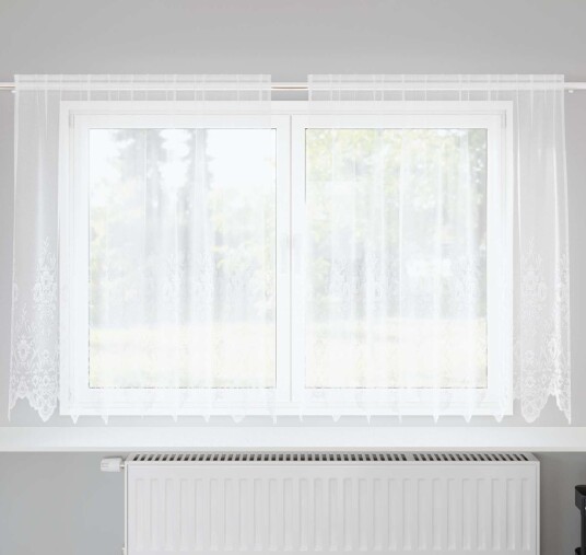  Gardiner med gardiner Blomster Hvit Polyester