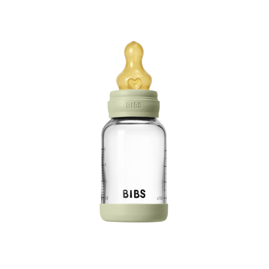 BIBS Glassflaske 120ml Rund Lateks Slow Flow Sage