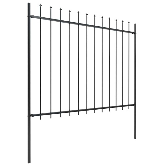 Hagegjerde med spydtopp stål 1781,5x150 cm svart