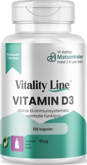 Vitality Line vitamin D3 40µg 120 kap Vitality Line vitamin D3 40µg 120 kap
