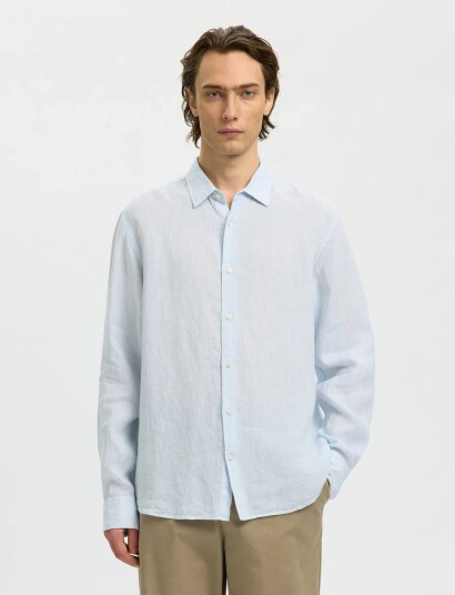 Selected Slmregclaus Kylian Linen Ls Shirt Noos Blue S