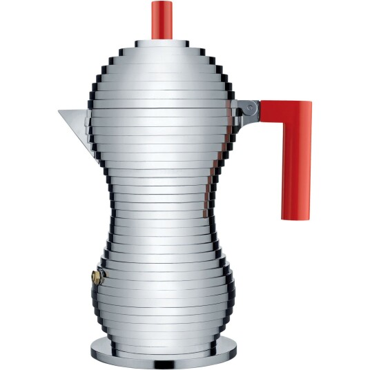 Alessi Mokabrygger Aluminium/Rød Large 30 cl Alessi Mokabrygger Aluminium/Rød Large 30 cl