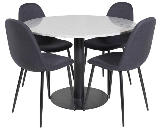 Venture Design Razzia & Polar spisegruppe Grå/svart 4 st stoler & bord 106 cm