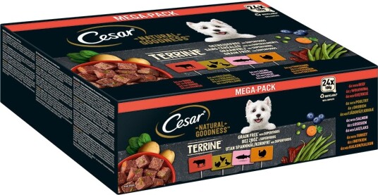 Cesar våtfôr Natural Goodness kornfri med superfoods Terrine mix fjærkre laks kalkun biff 48 x 100 g