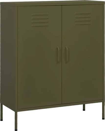 vidaXL Oppbevaringsskap olivengrønn 80x35x101,5 cm stål