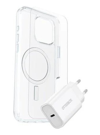 OtterBox KIT Apple iPhone 16 Pro Max Symmetry Clear MagSafe / Premium Glass / EU USB-C Wall Charger 30W white