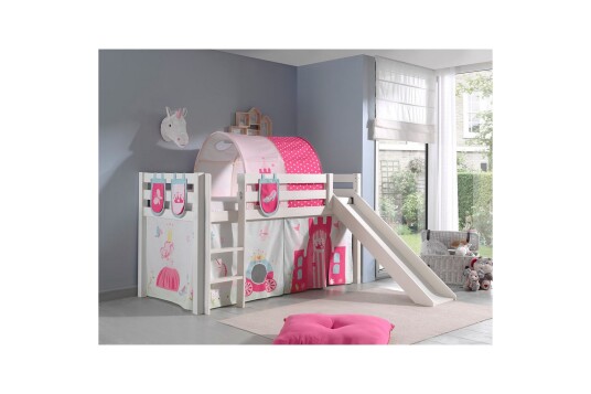 Middelseng med gardin Pino Princess Hvit Hvit Med sklie Prinsesse 3 Hvit Hvit Med sklie Prinsesse 3
