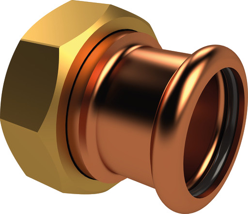 Skrutilkobling Blyfri rødgodsmutter/M presse 1,1/2" x 35 mm.