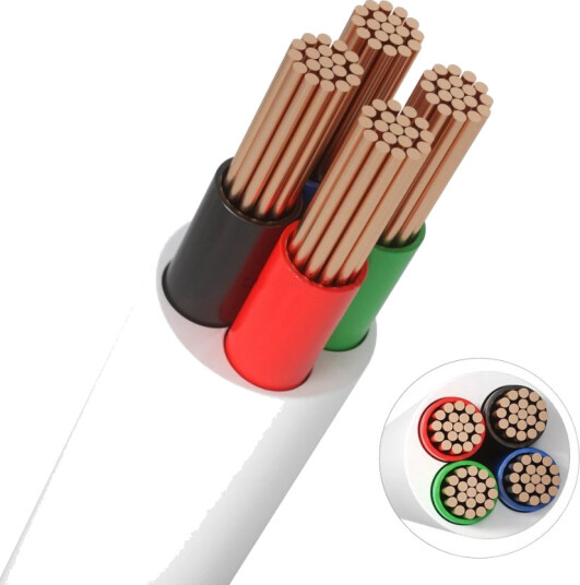 12 24V RGB kabel hvit rund 4 x 0,5 mm² metervare min. 5 meter 12 24V RGB kabel hvit rund 4 x 0,5 mm² metervare min. 5 meter
