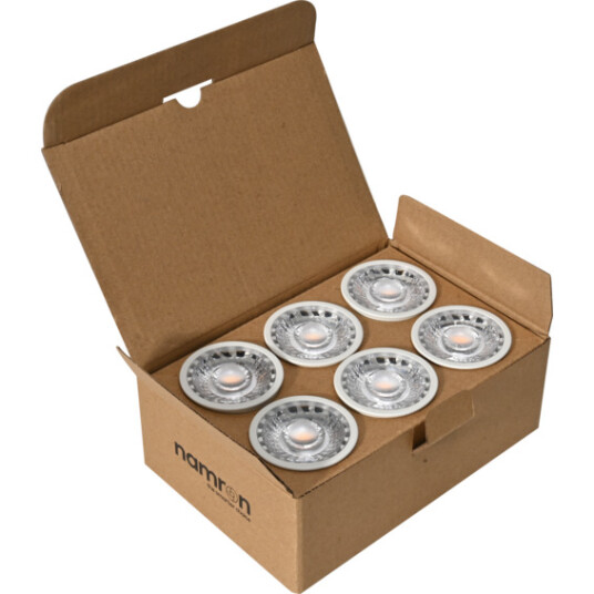 Namron Led Pære 6w 2700k GU10 Hvit 6pk