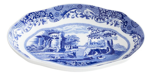 Spode   Blue Italian oval tallerken 21 cm blå/hvit