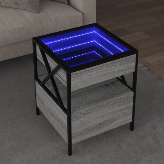  Salongbord med Infinity LED grå sonoma 40x40x51 cm 847720