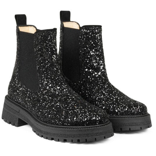 Angulus Chelsea Støvel Black Glitter/Black/Black 33