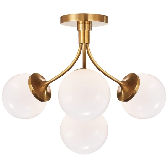 Prescott plafond mässing/vit