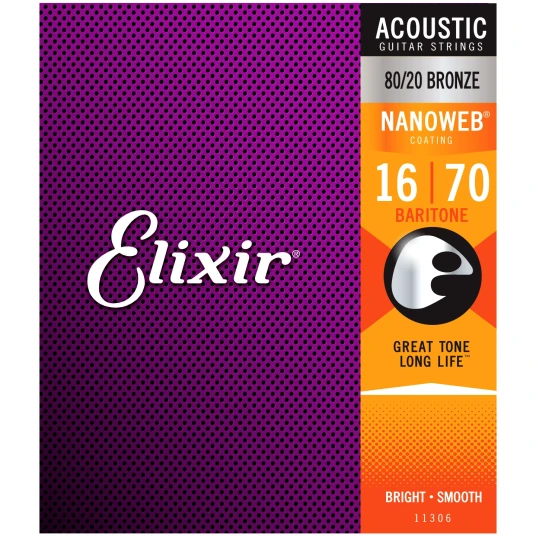 Elixir Nanoweb 80/20 Bronze Baritone 016-070 6-String 11306
