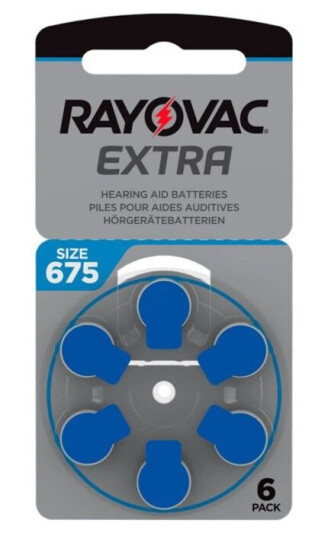 Rayovac Høreapparatbatterier Blå 675P 6-pk.