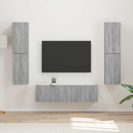 TV benksett 6 pcs Grå Sonoma Konstruert tre