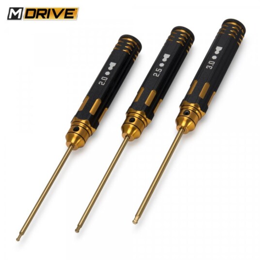 M-DRIVE 23000 Pro TiN Allen Wrench Ball Hex Tool Set 2 2.5 & 3m