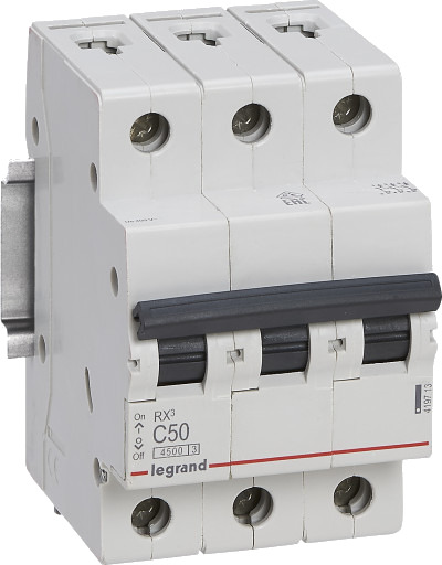 Legrand 4 stk RX³ MCB automatsikring C50 3P 3M 4,5kA Legrand 4 stk RX³ MCB automatsikring C50 3P 3M 4,5kA