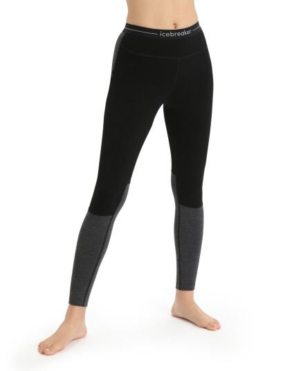 Icebreaker ZoneKnit 200 Leggings W'sblack/jet hthr/cb L