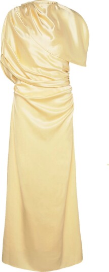 Malina Cassia Draped Fitted Maxi Dress Yellow 44