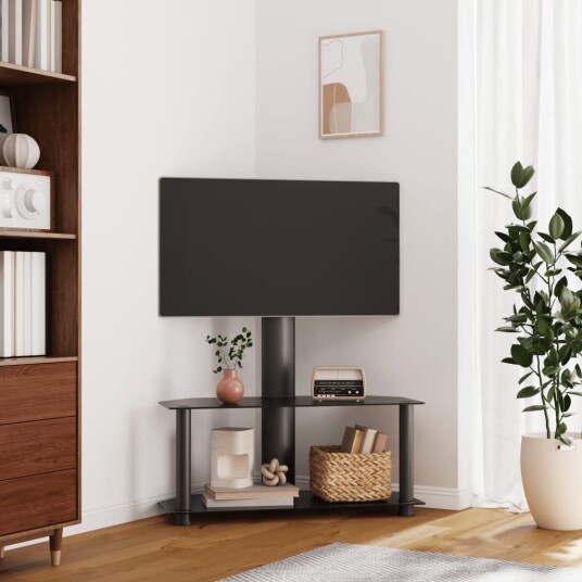 vidaXL TV-benk hjørne 2-lags for 32-70 tommer svart 8721012116672
