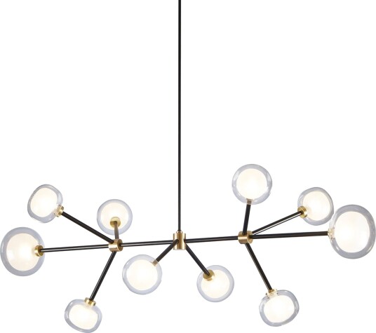 TOOY Nabila 552.10L Lysekrone Sort/ Børstet Messing/ Klar Glass