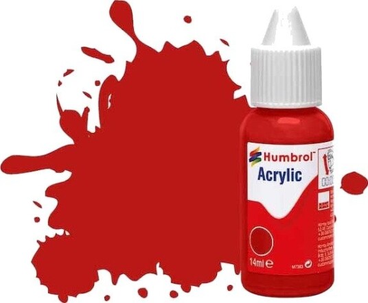 Humbrol Akryl No 60 Scarlet - Matt 14ml Dropper Bottle