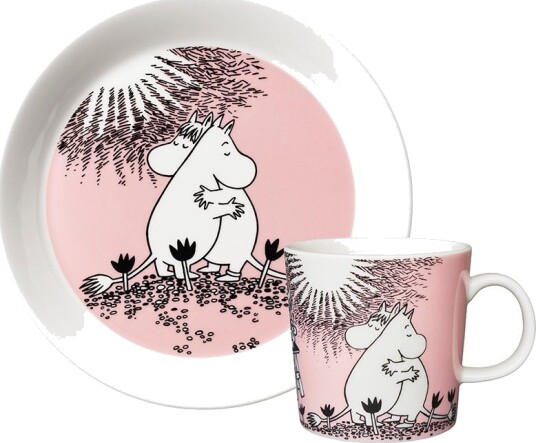 MoominArabia Mummi servisesett kopp og asjett Kjærlighet rosa