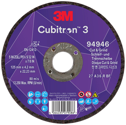 Cubitron 3 kutte-/skrubbskive T27 125Ã4,2mm